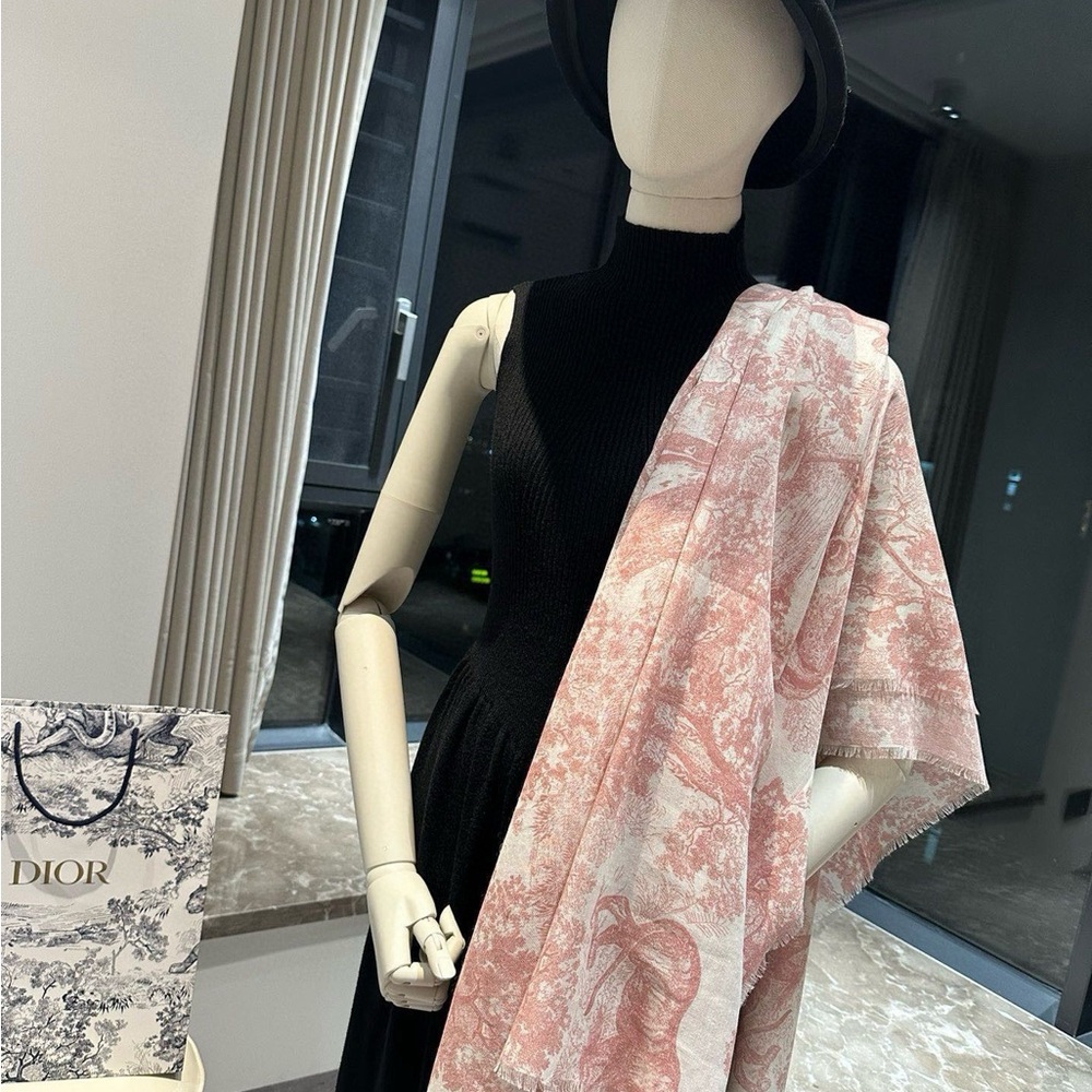 Dior Pink and White Women's Scarf